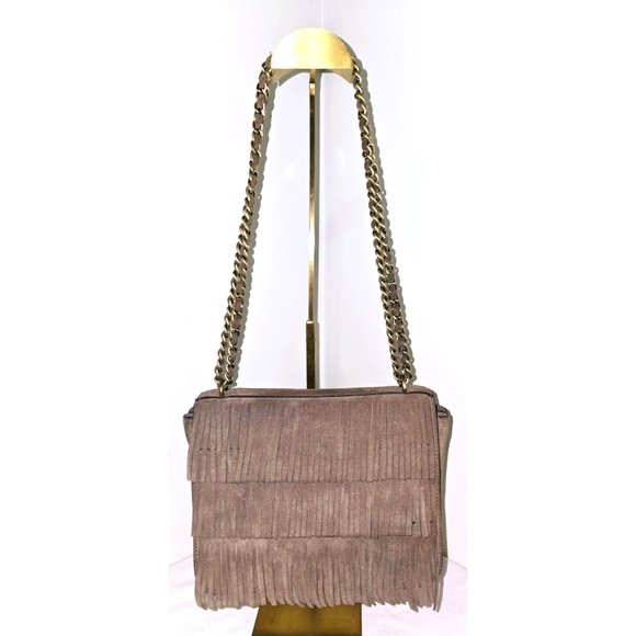 Tory Burch Kira Toupe Suede Fringe Convertible Crossbody Bag - Picture 2 of 10